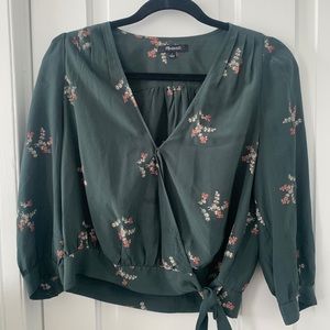 Madewell Green Silk Floral Wrap S